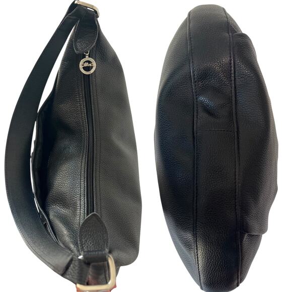 Longchamp Vintage Y2K Half Moon Crescent Belted Dark Blue Leather Shoulder Bag - Picture 10 of 11